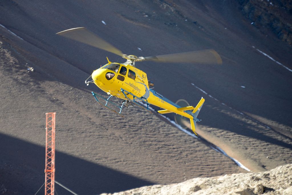 05 Helicopter Arriving At Aconcagua Plaza Argentina Base Camp 4200m